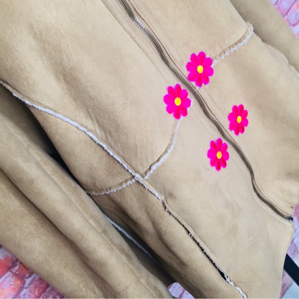Coach Upcycled
Faux Suede and Shearling Front Zip Floral Embroidered Jacket - Picture 3 of 8